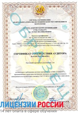 Образец сертификата соответствия аудитора №ST.RU.EXP.00014299-1 Кудымкар Сертификат ISO 14001
